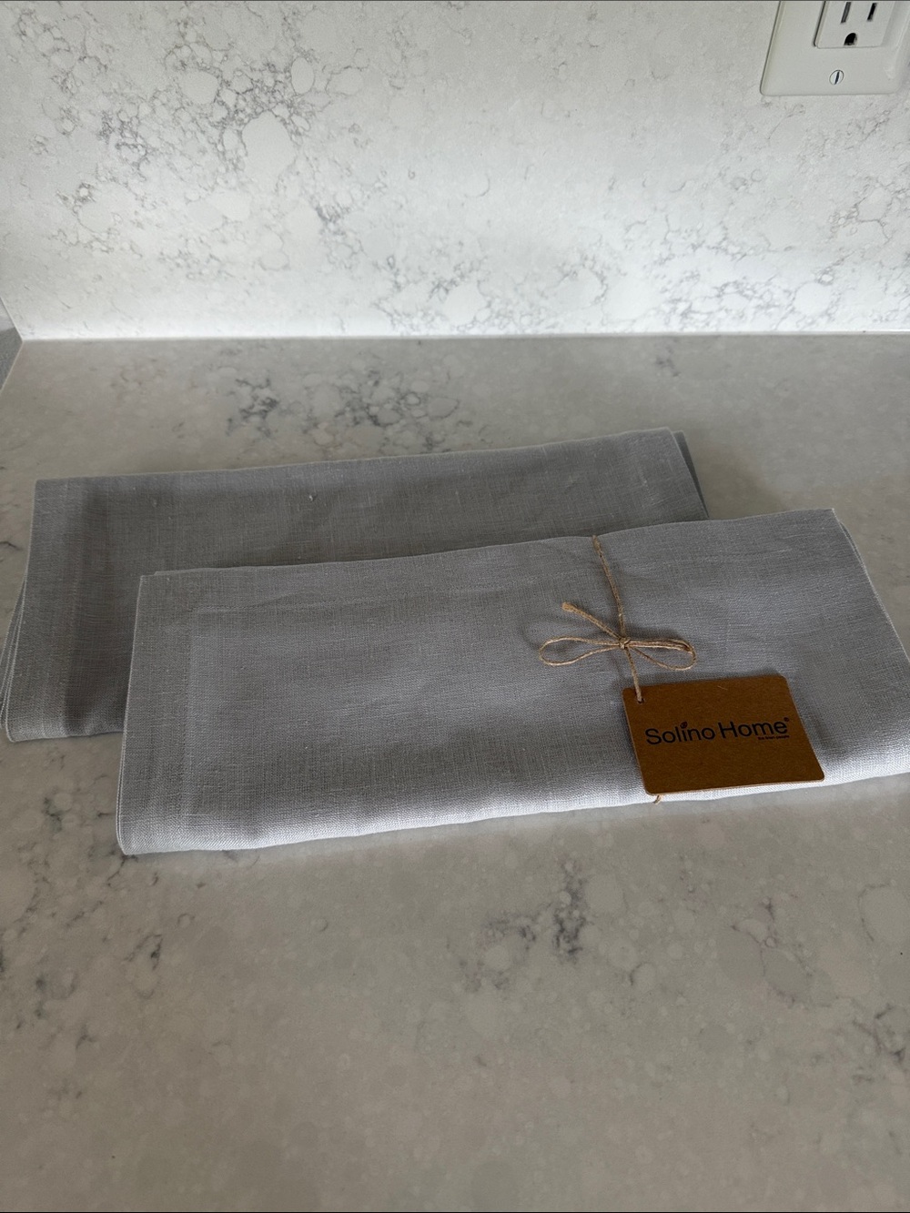 Solino Home Light Gray Linen Table runners  - Set of 2 (14”x60”)- never used.